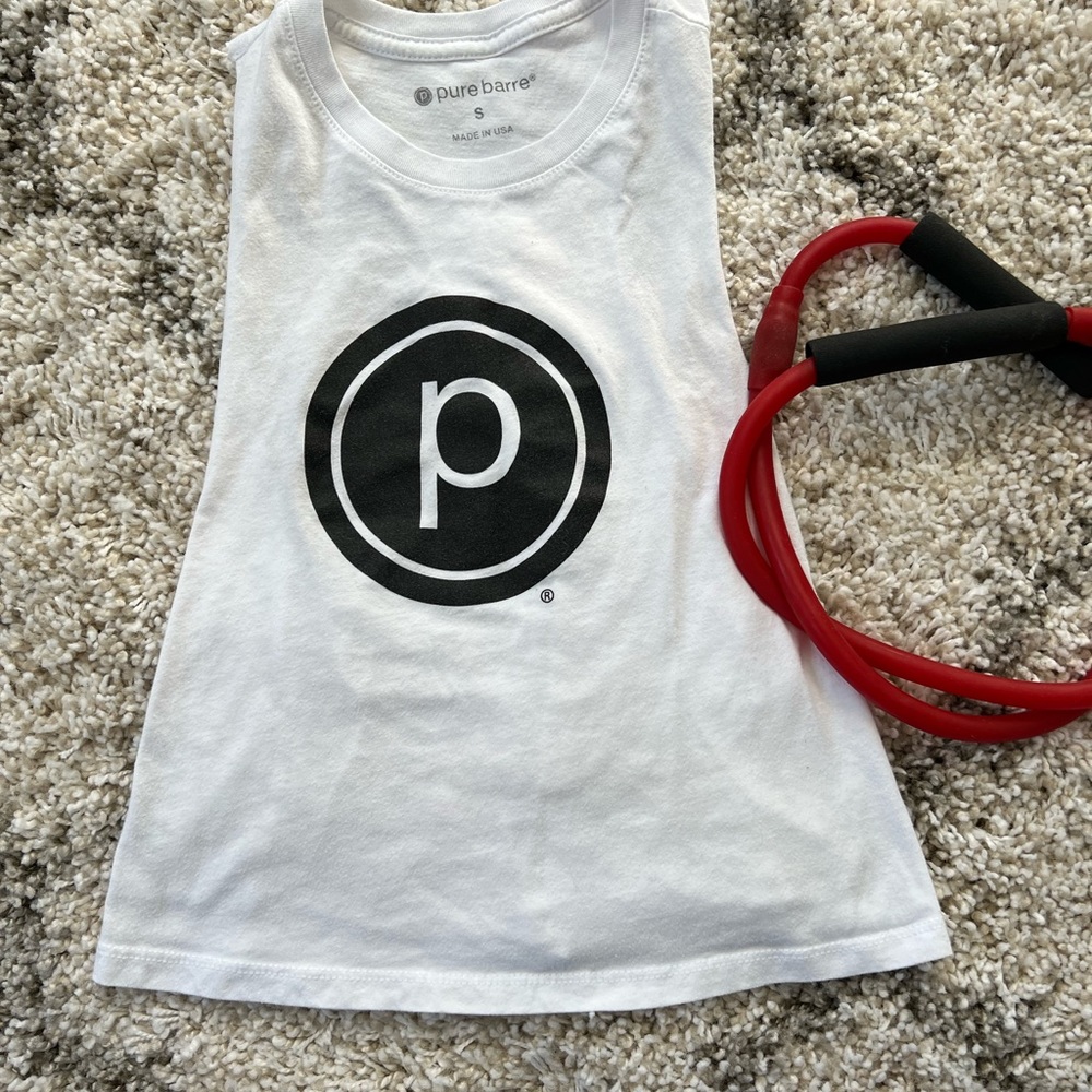 Pure Barre Crop Racerback Muscle Tee, Whit, Size Small